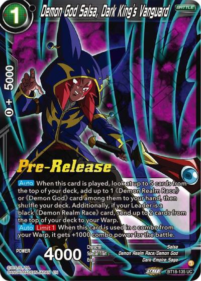 Demon God Salsa Dark Kings Vanguard BT18-135 Dawn of the Z-Legends Pre-Release Cards Dragonball Super card