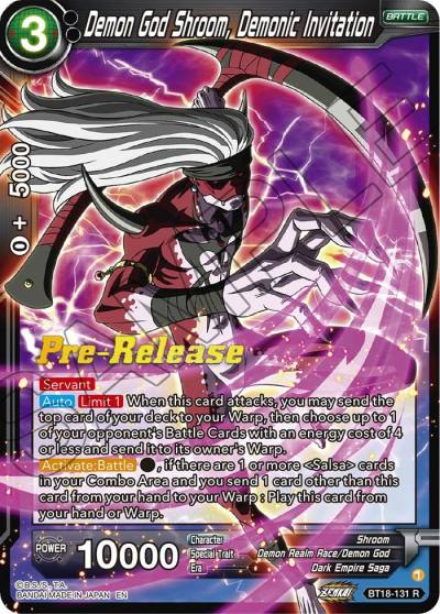 Demon God Shroom Demonic Invitation BT18-131 Dawn of the Z-Legends Pre-Release Cards Dragonball Super card