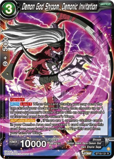 Demon God Shroom Demonic Invitation BT18-131 Dawn of the Z-Legends Dragonball Super card