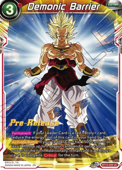 Demonic Barrier BT15-028 Saiyan Showdown Pre-Release Cards Dragonball Super card