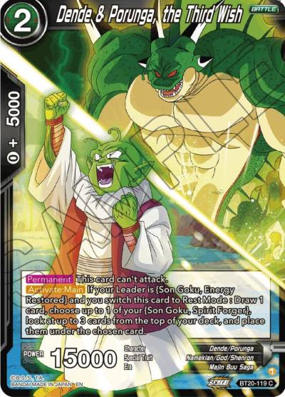 Dende and Porunga the Third Wish BT20-119 Power Absorbed Dragonball Super card