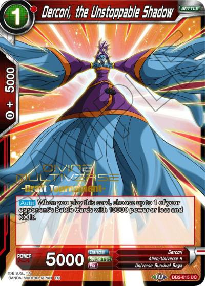 Dercori the Unstoppable Shadow Divine Multiverse Draft Tournament DB2-015 Tournament Promotion Cards Dragonball Super card