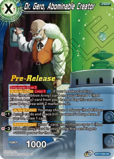 Dr Gero Abominable Creator BT17-034 Ultimate Squad Pre-Release Cards Dragonball Super card