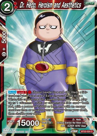 Dr Hedo Heroism and Aesthetics BT22-024 Critical Blow Dragonball Super card