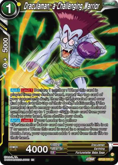 Draculaman a Challenging Warrior Foil BT22-101 Critical Blow Dragonball Super card