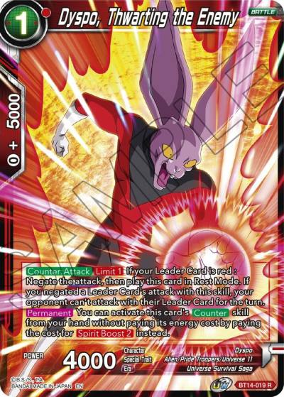 Dyspo Thwarting the Enemy BT14-019 Cross Spirits Dragonball Super card