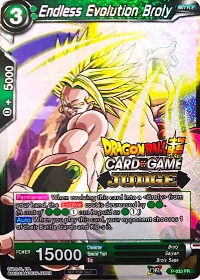Endless Evolution Broly P-033 Judge Promotion Cards Dragonball Super card