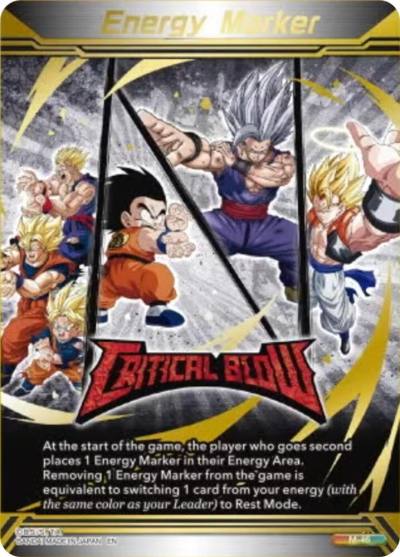 Energy Marker Critical Blow Gold Stamped M-46 Three Glorious Fighters Dragonball Super card