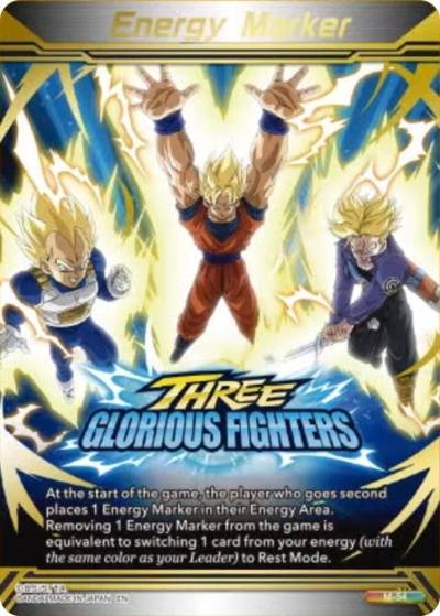 Energy Marker Three Glorious Fighters Gold Stamped M-54 Three Glorious Fighters Dragonball Super card
