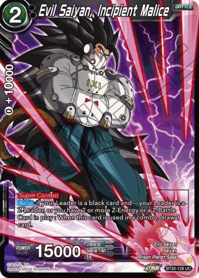 Evil Saiyan Incipient Malice BT20-129 Power Absorbed Dragonball Super card