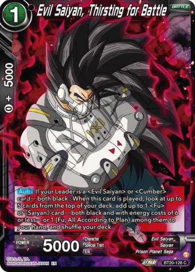 Evil Saiyan Thirsting for Battle BT20-128 Power Absorbed Dragonball Super card