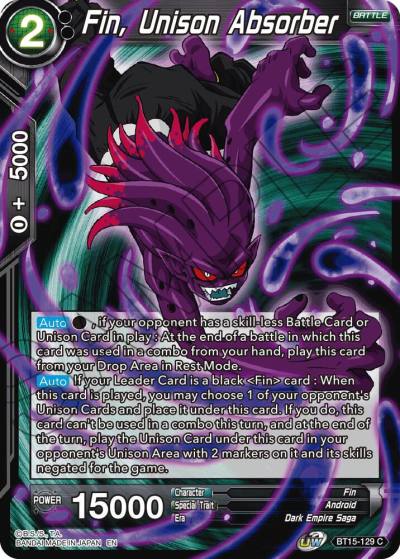 Fin Unison Absorber Foil BT15-129 Saiyan Showdown Dragonball Super card