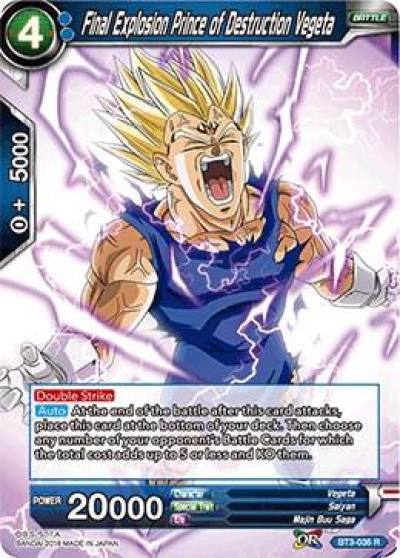 Final Explosion Prince of Destruction Vegeta BT3-036 Cross Worlds Dragonball Super card