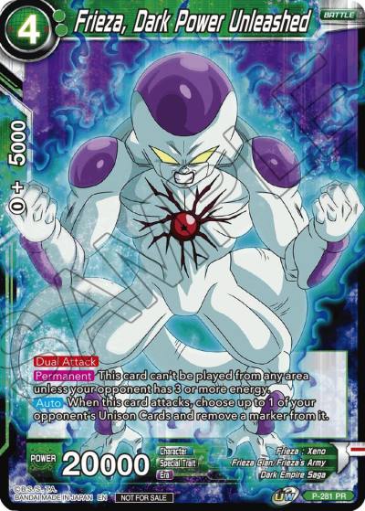 Frieza Dark Power Unleashed Unison Warrior Series Tournament Pack Vol3 P-281 Tournament Promotion Cards Dragonball Super card