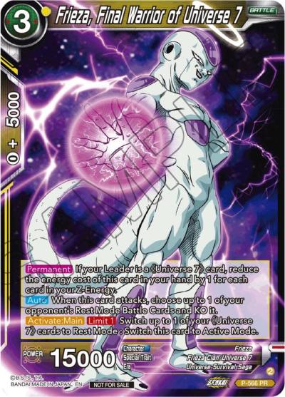 Frieza Final Warrior of Universe 7 Zenkai Series Tournament Pack Vol6 P-566 Tournament Promotion Cards Dragonball Super card