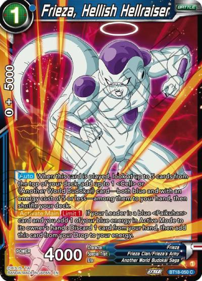 Frieza Hellish Hellraiser BT18-050 Dawn of the Z-Legends Dragonball Super card