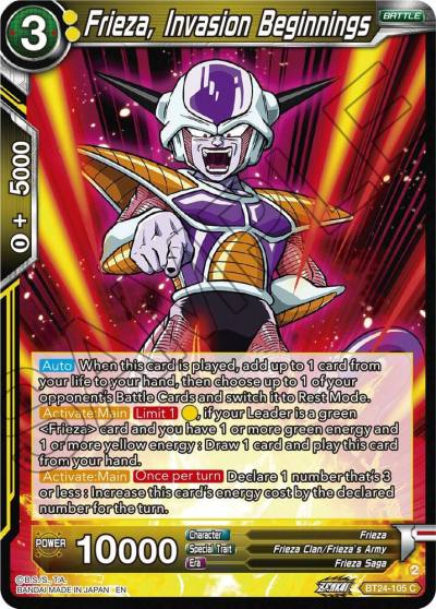 Frieza Invasion Beginnings BT24-105 Beyond Generations Dragonball Super card