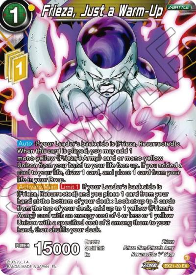 Frieza Just a Warm Up EX21-30 5th Anniversary Set Dragonball Super card