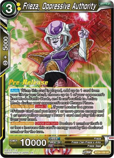 Frieza Oppressive Authority BT24-106 Beyond Generations Pre-Release Cards Dragonball Super card