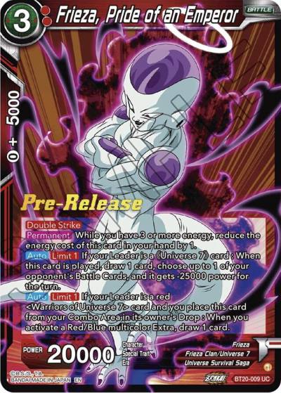 Frieza Pride of an Emperor BT20-009 Power Absorbed Pre-Release Cards Dragonball Super card