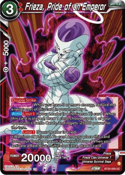 Frieza Pride of an Emperor BT20-009 Power Absorbed Dragonball Super card