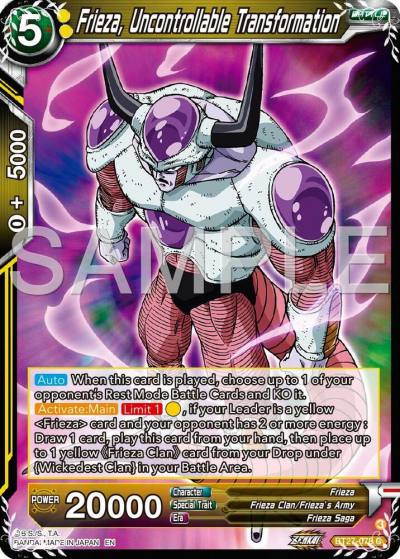 Frieza Uncontrollable Transformation BT27-078 History of Z Dragonball Super card