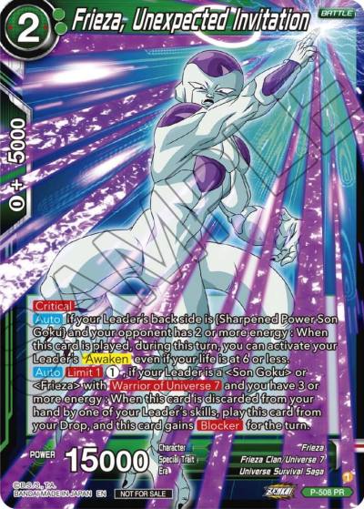Frieza Unexpected Invitation Zenkai Series Tournament Pack Vol4 P-508 Tournament Promotion Cards Dragonball Super card