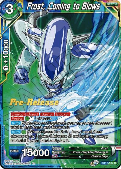 Frost Coming to Blows BT16-137 Realm of the Gods Pre-Release Cards Dragonball Super card