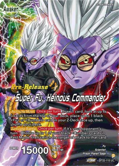 Fu Super Fu Heinous Commander BT22-115 Critical Blow Pre-Release Cards Dragonball Super card