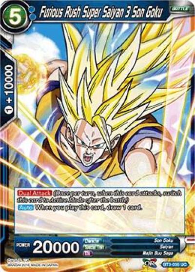 Furious Rush Super Saiyan 3 Son Goku BT3-035 Cross Worlds Dragonball Super card