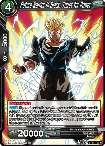 Future Warrior in Black Thirst for Power BT31-103 Impact Beyond Dimensions Dragonball Super card