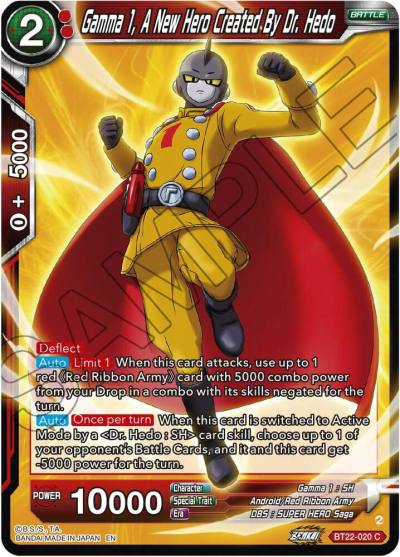 Gamma 1 A New Hero Created By Dr Hedo Foil BT22-020 Critical Blow Dragonball Super card