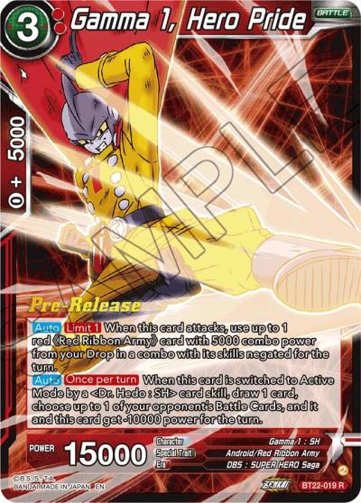 Gamma 1 Hero Pride BT22-019 Critical Blow Pre-Release Cards Dragonball Super card