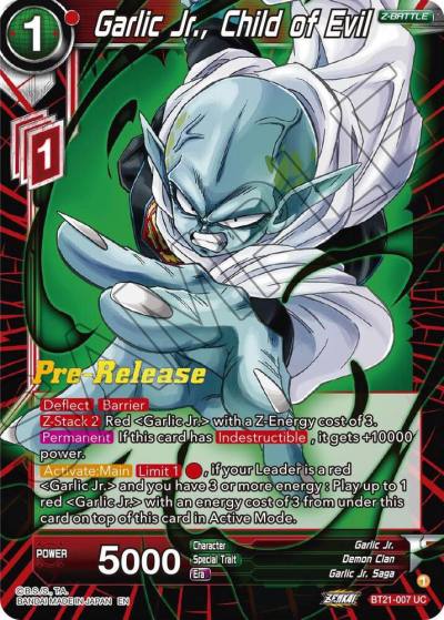 Garlic Jr Child of Evil BT21-007 Wild Resurgence Pre-Release Cards Dragonball Super card