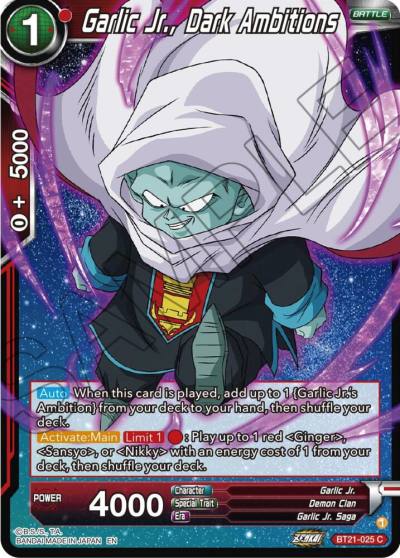 Garlic Jr Dark Ambitions BT21-025 Wild Resurgence Dragonball Super card