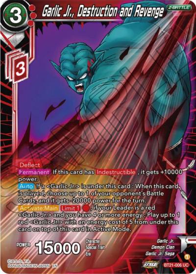 Garlic Jr Destruction and Revenge BT21-006 Wild Resurgence Dragonball Super card