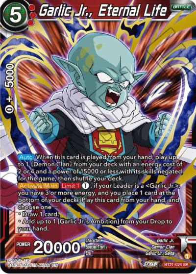 Garlic Jr Eternal Life BT21-024 Wild Resurgence Dragonball Super card