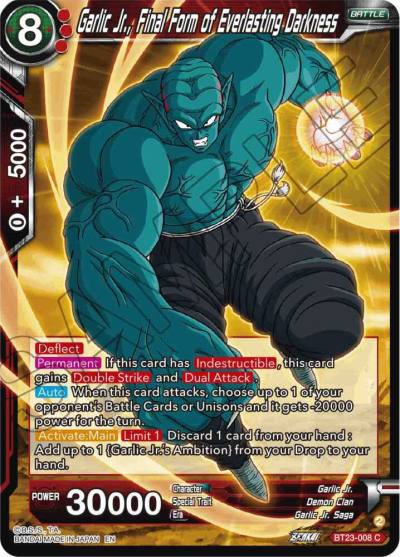 Garlic Jr Final Form of Everlasting Darkness BT23-008 Perfect Combination Dragonball Super card