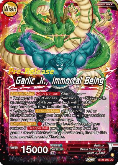 Garlic Jr Garlic Jr Immortal Being BT21-002 Wild Resurgence Pre-Release Cards Dragonball Super card