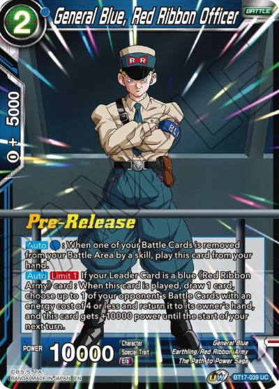 General Blue Red Ribbon Officer BT17-039 Ultimate Squad Pre-Release Cards Dragonball Super card