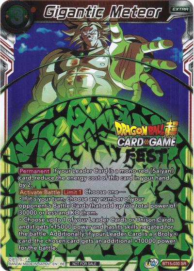 Gigantic Meteor Card Game Fest 2022 BT15-030 Tournament Promotion Cards Dragonball Super card