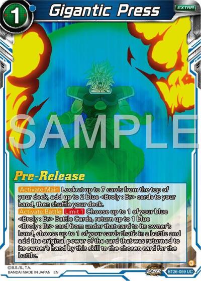 Gigantic Press BT26-059 Ultimate Advent Pre-Release Cards Dragonball Super card