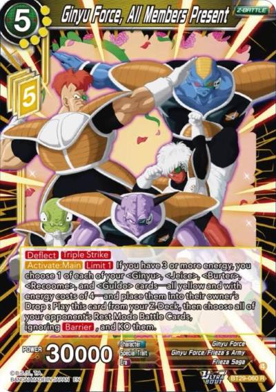 Ginyo Force All Members Present BT29-060 Fearsome Rivals Dragonball Super card