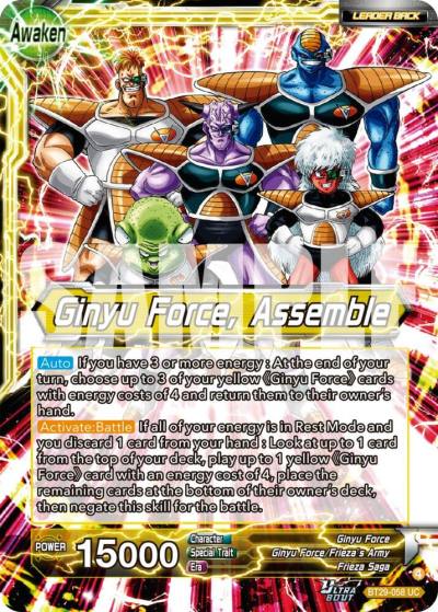 Ginyu Ginyu Force Assemble BT29-058 Fearsome Rivals Dragonball Super card
