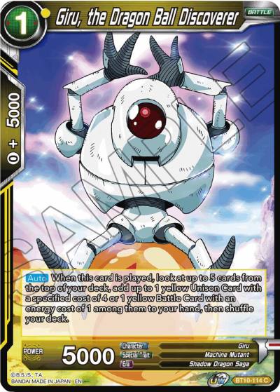 Giru the Dragon Ball Discoverer BT10-114 Rise of the Unison Warrior Dragonball Super card