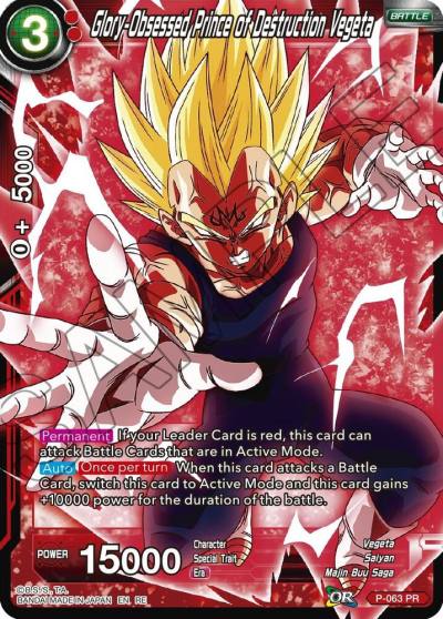 Glory Obsessed Prince of Destruction Vegeta P-063 Mythic Booster Dragonball Super card