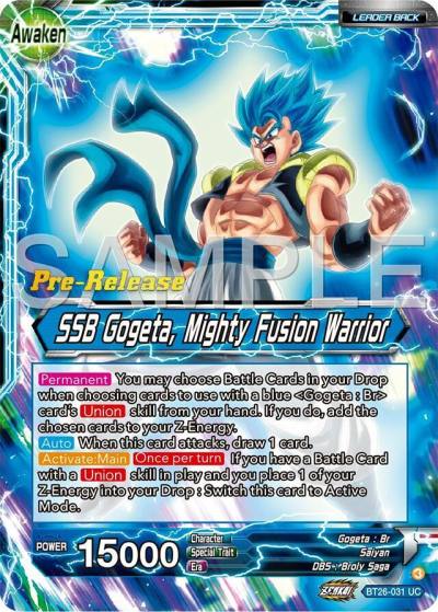 Gogeta SSB Gogeta Mighty Fusion Warrior BT26-031 Ultimate Advent Pre-Release Cards Dragonball Super card