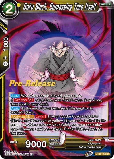 Goku Black Surpassing Time itself BT16-088 Realm of the Gods Pre-Release Cards Dragonball Super card