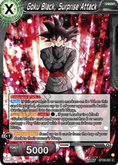 Goku Black Surprise Attack BT29-091 Fearsome Rivals Dragonball Super card