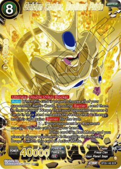 Golden Cooler Radiant Pride SCR BT20-148 Power Absorbed Dragonball Super card